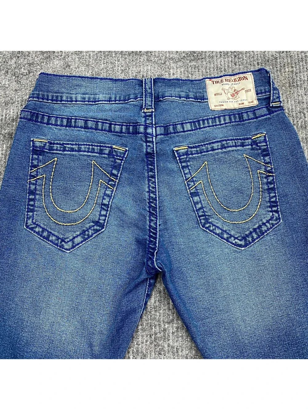 True Religion Ricky Relaxed Straight Jeans Mens 34x33 Blue Stretch Denim Pants